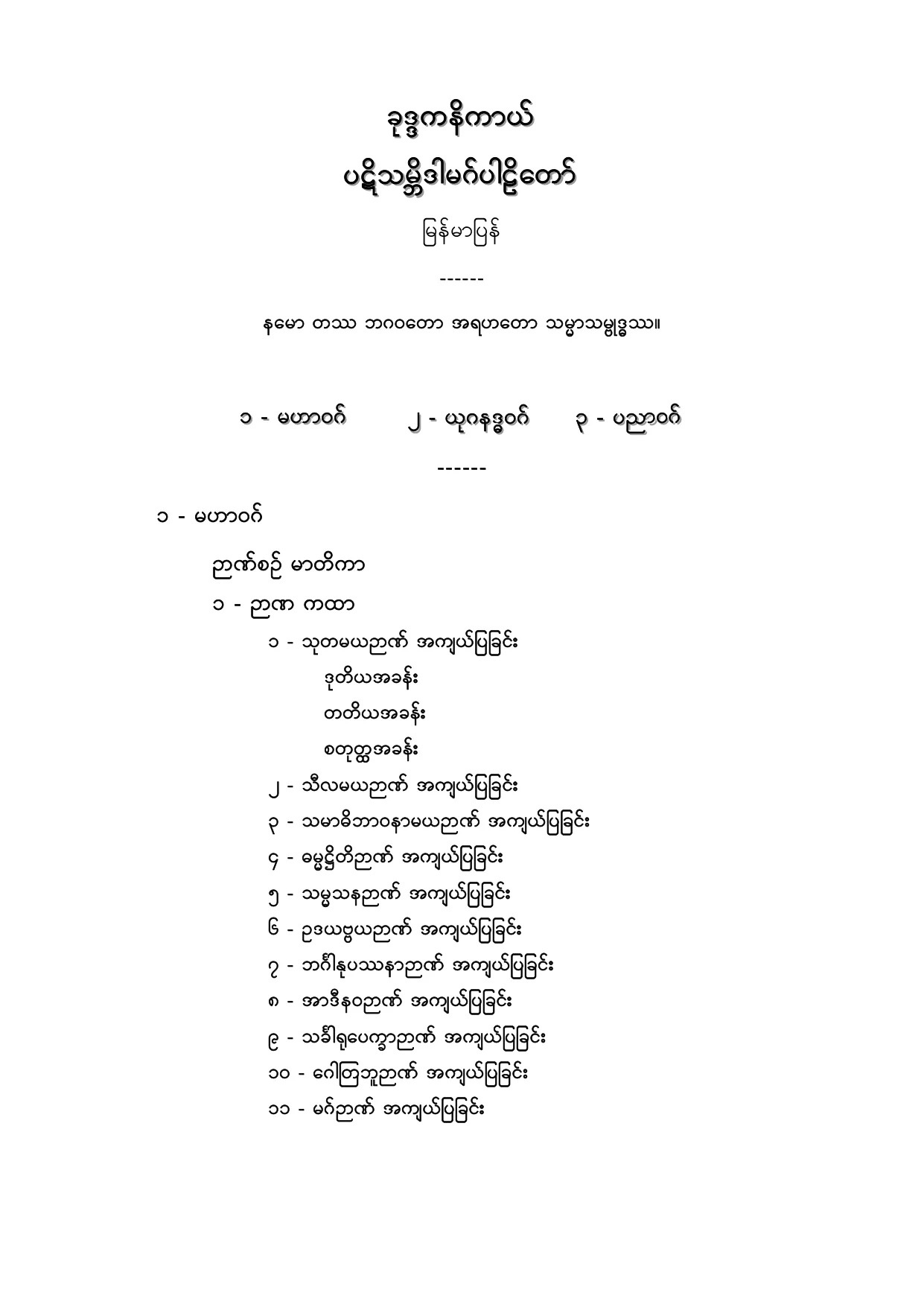 ခုဒၵကနိကာယ္ ပဋိသမၻိဒါမဂ္ပါဠိေတာ္ျမန္မာျပန္.PDF